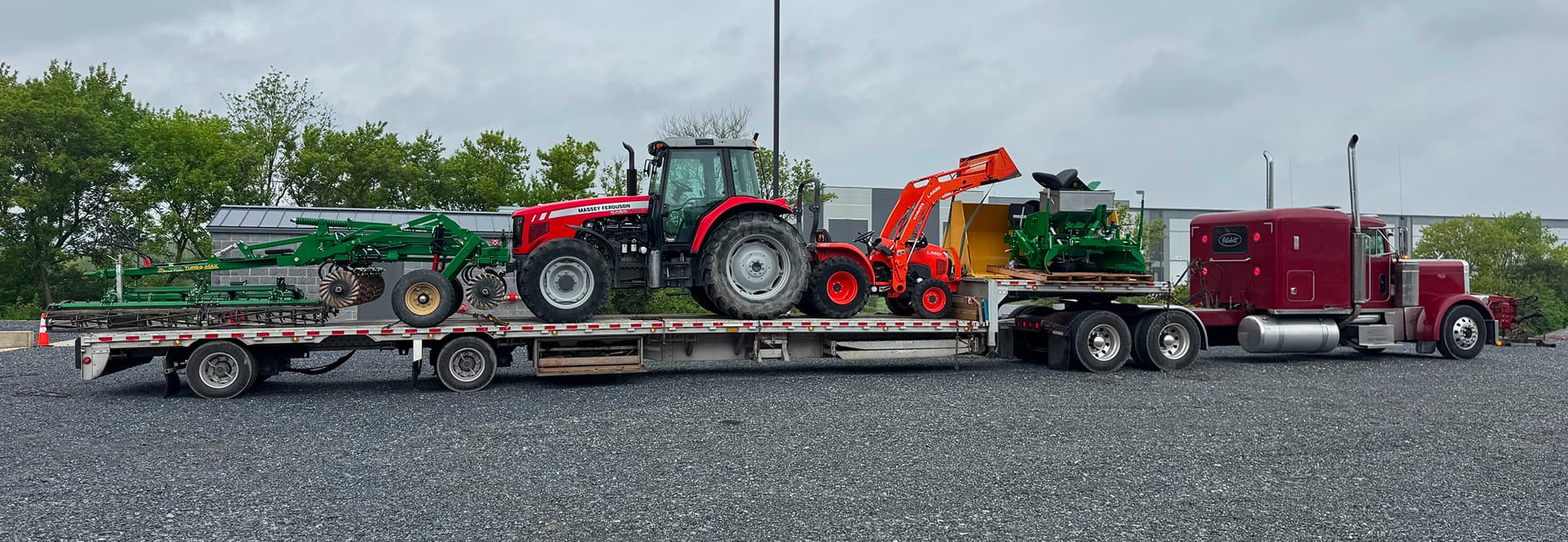 orange and green equipment on a truck