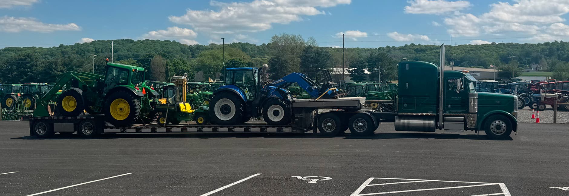 green truck towing